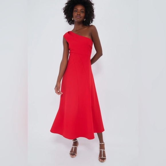 NWT Tuckernuck x India Hicks Scarlet Red‎ One Shoulder Carmen Dress size small